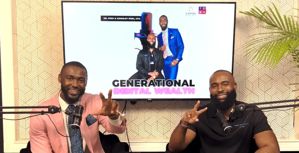 Generational Dental Wealth Podcast hosts, Dr. Jamine Ifedi and Kingsley Ifedi, CPA