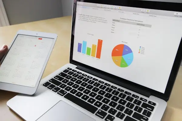 Laptop showing pie chart